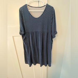 Polka dot shirt- 3XL - navy blue with white polka dots
